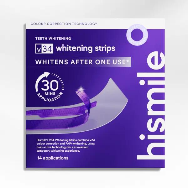 Hismile V34 Purple Multi-Pack Purple Whitening Strips - 14 Applications for 30Min Yellow Teeth Stain Correction & Effective Colour Enhancement